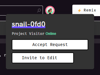 Your anonymous user shows up with a randomly generated name, snail-c304 in this example.